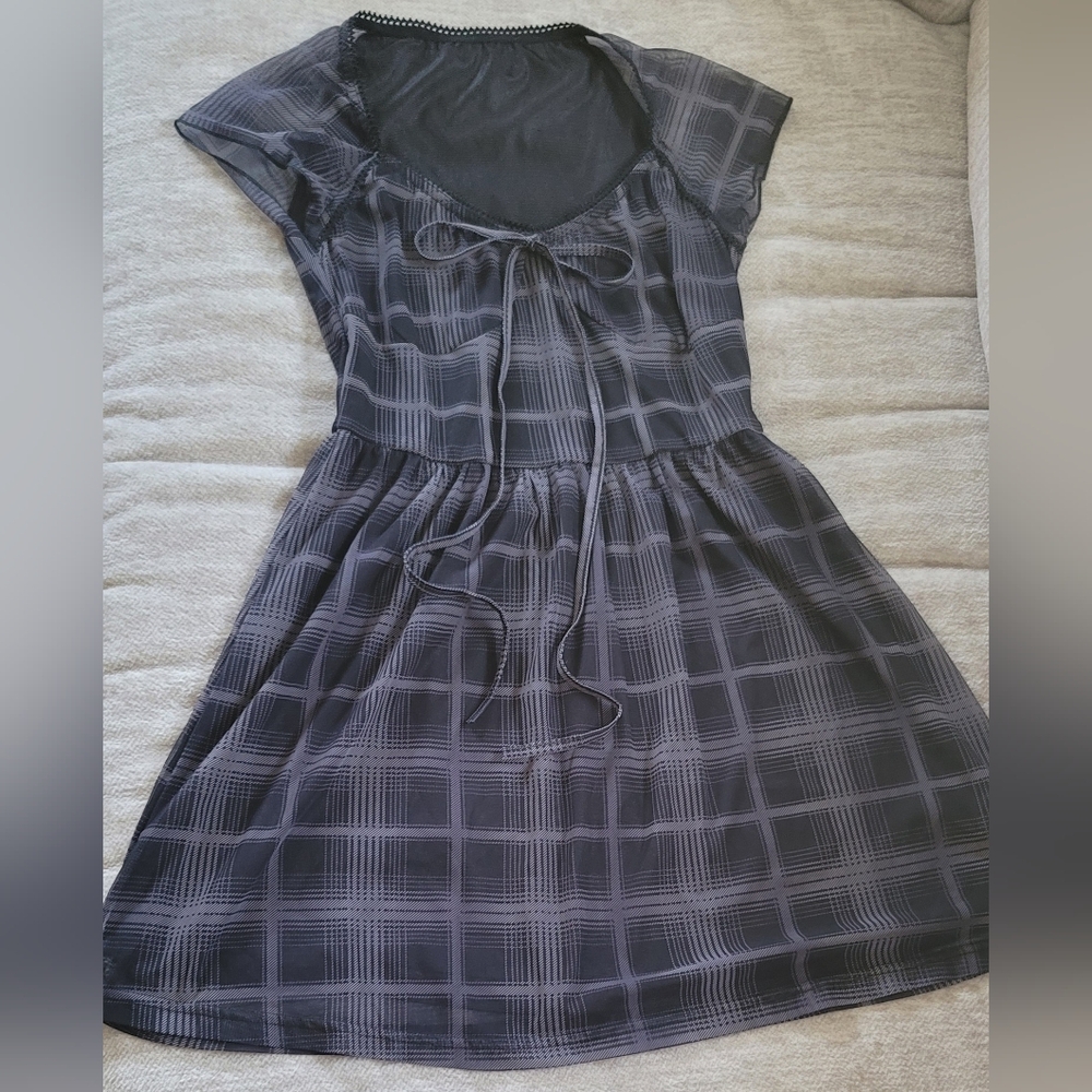 Sugar And Vapor Black and Gray Plaid Mini Dress MED